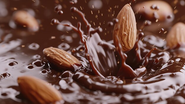 Close-up von Schokolade mit Nüssen auf dunklem Hintergrund