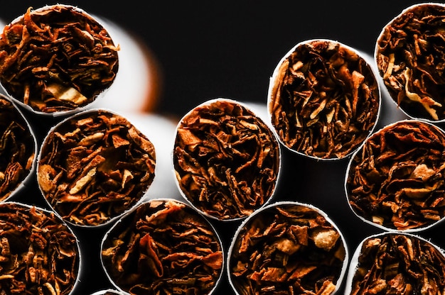 Close-up von Tabak Zigaretten Hintergrund oder Textur