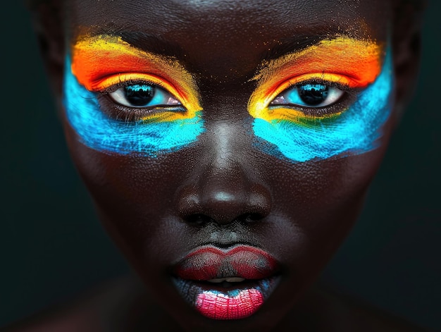 Foto close-ups de pintura facial africana