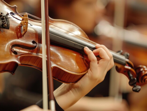 Foto close-ups de violino e mãos