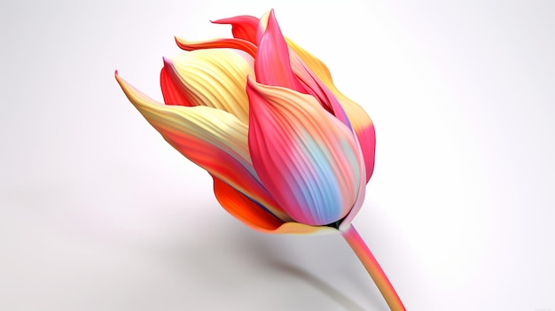 Closeup 3d linda tulipa pixar fundo branco simples Generative ai