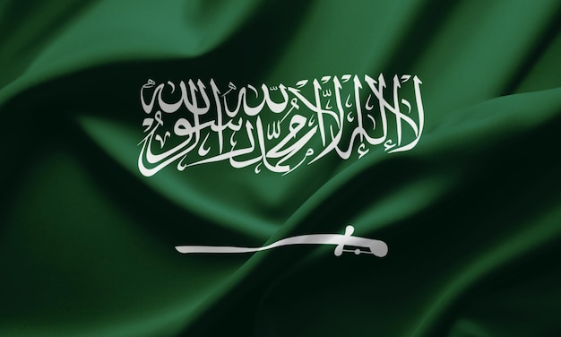 Closeup agitando a bandeira da Arábia Saudita