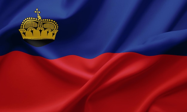 Closeup agitando a bandeira do Liechtenstein