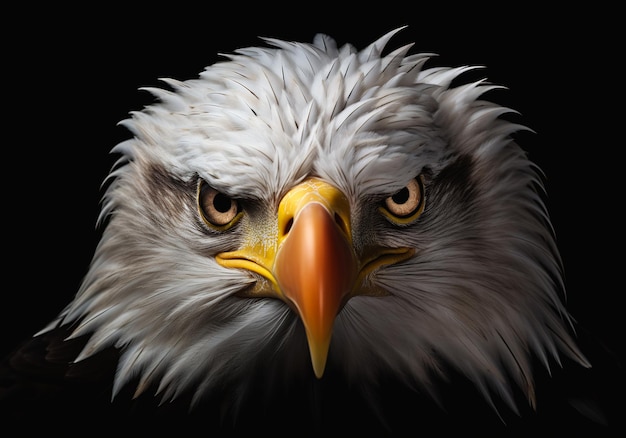 closeup águia careca promocional com raiva fundo transparente rosto animal compreender inferno angelical intenso