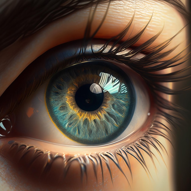 Closeup Ai imagem gerada de um olho lindo, vibrante e ultrarrealista em 4k