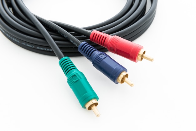 Closeup audio-video-kabel rca auf 3,5 mm klinke