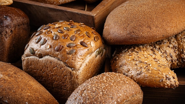 Closeup auf verschiedene Brotsorten