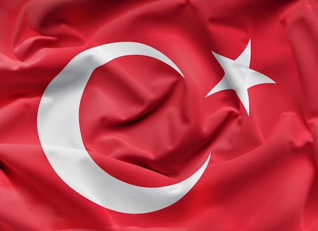 Closeup bandera de Turquía con volantes bellamente agitando ai generativo