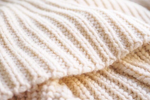 Closeup beige gestrickte Wollstoff Textur Hintergrund