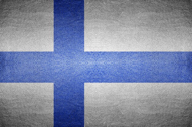 closeup Bildschirm Finnland Flagge Konzept auf PVC-Leder für den Hintergrund