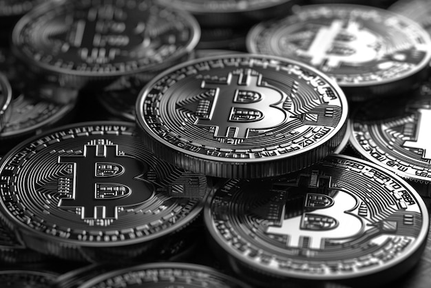 CloseUp Bitcoin explorando la moneda digital