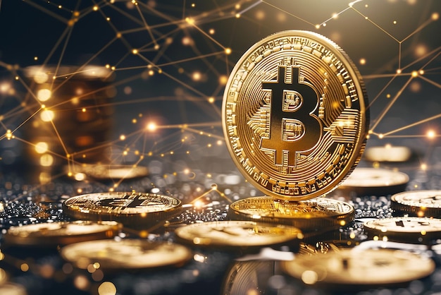 CloseUp Bitcoin explorando la moneda digital