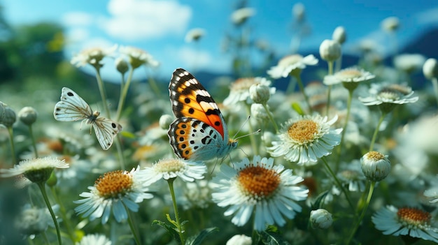 Foto closeup borboleta em flor branca verde hd fundo papel de parede papel de paradeiro