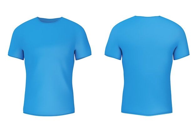 Foto closeup camiseta azul en blanco con espacio vacío para el suyo diseño sobre un fondo blanco. representación 3d