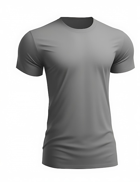 Closeup camiseta cinza em branco com design de espaço vazio em um fundo branco renderização 3d maquete de camiseta