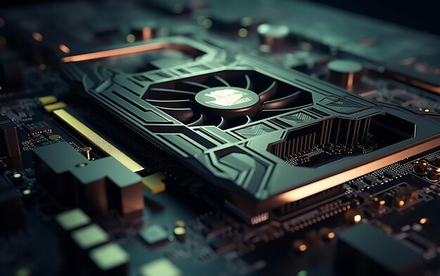 CloseUp da unidade de placa gráfica GPU para PC Computer Tech