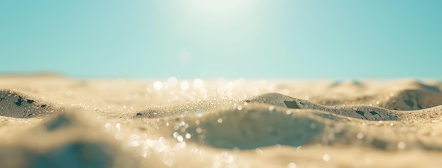 CloseUp de areia dourada com erupção solar na praia