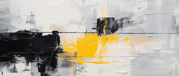 Closeup de arte abstrata, áspera, preta, cinzenta, amarela, branca