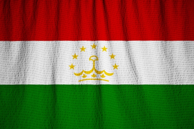 Closeup, de, babado, bandeira tjikistan, bandeira tjikistan, soprando, em, vento