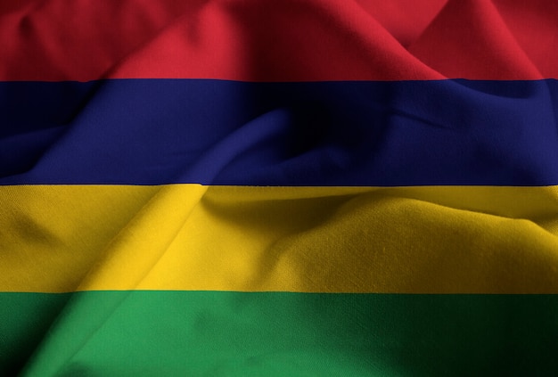 Closeup, de, babado, mauritius bandeira, mauritius bandeira, soprando, em, vento