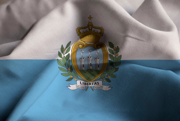 Closeup, de, babado, san marino, bandeira, san marino, bandeira, soprando, em, vento