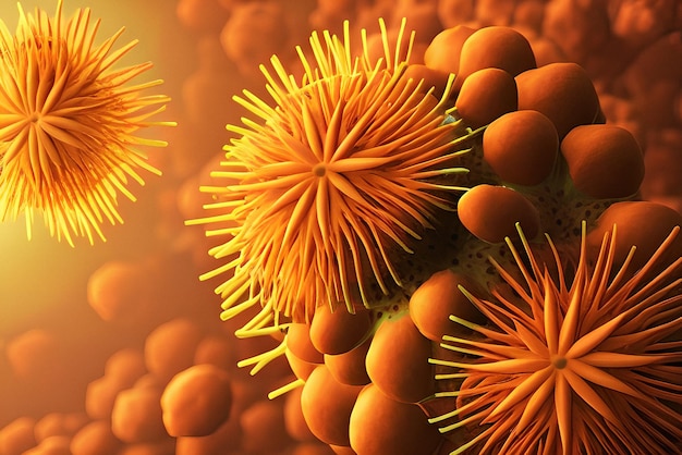 Closeup de bactérias de gripe de vírus