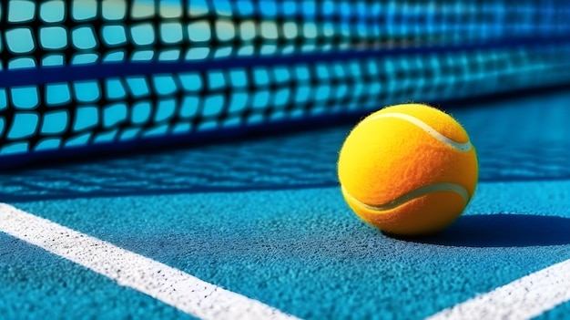 closeup de bola de tênis na quadra