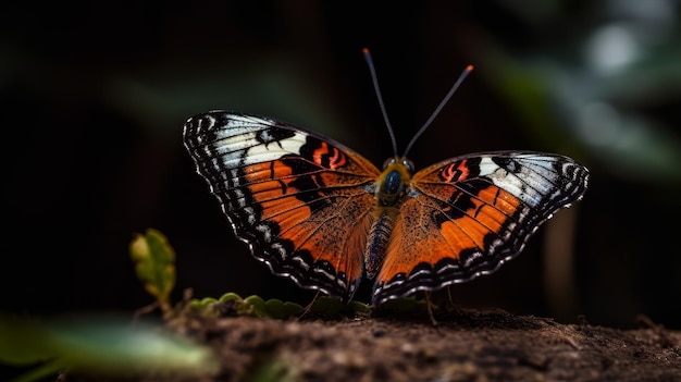 Closeup de borboleta colorida e vinrant gerado por IA