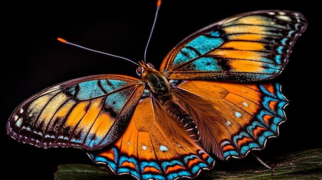 Closeup de borboleta colorida e vinrant gerado por IA