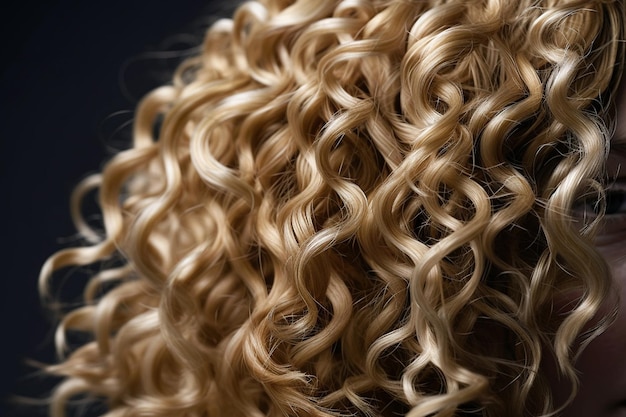 Closeup de cabelo loiro encaracolado sem rosto Visão traseira de uma linda mulher loira com cabelo longo ondulado Imagem gerada por IA