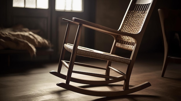 Closeup de cadeira de balanço de madeira clássica gerada por IA
