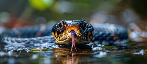 CloseUp de cobra com a boca aberta