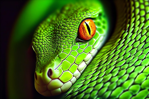 closeup de cobra verde python