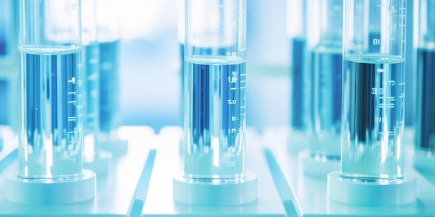 Closeup de equipamentos de laboratório de pesquisa de tubos de ensaio científicos Avanço médico na área da saúde