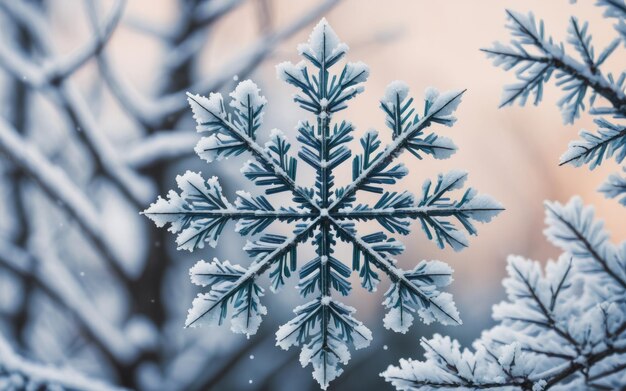 Closeup de flocos de neve de inverno fabulosamente lindos
