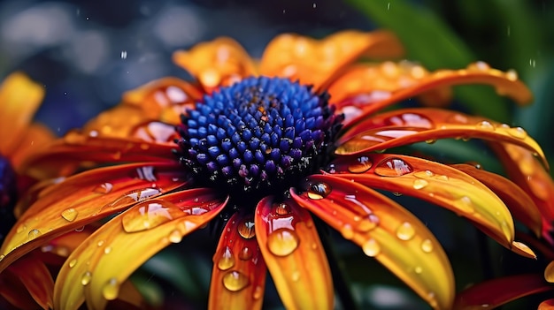 Closeup de flores coloridas IA generativa