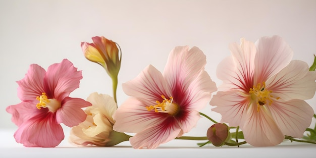 Closeup de flores macias Imagem artística delicada de ar leve gerada por IA