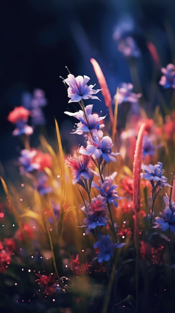 CloseUp de flores silvestres delicadas em floração geradas por IA