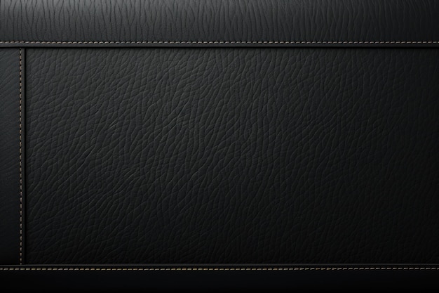 Closeup de fundo de textura de bolsa de couro preto com costuras e bordas copiam espaço