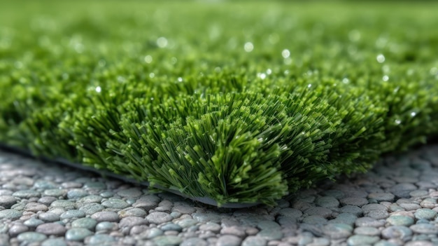 closeup de grama verde artificial