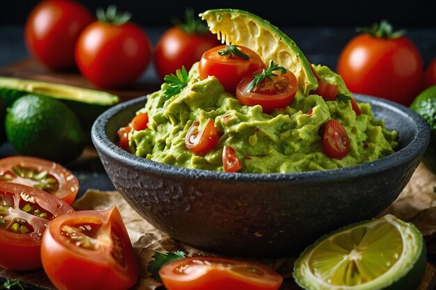 CloseUp de Guacamole Dip com Choppe Fresco