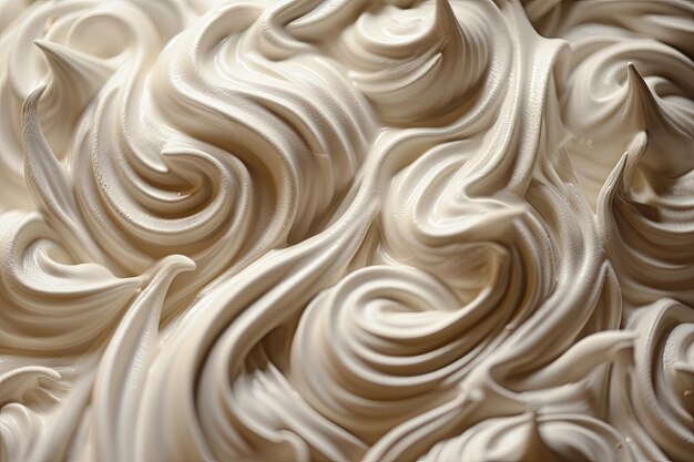 Closeup de merengue com textura fina e redemoinhos intrincados criados com generative ai