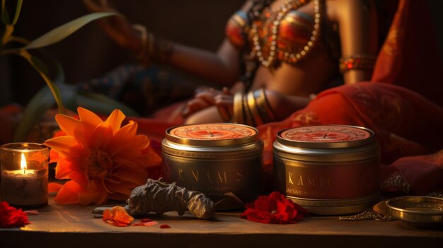 CloseUp de mesa com velas e flores