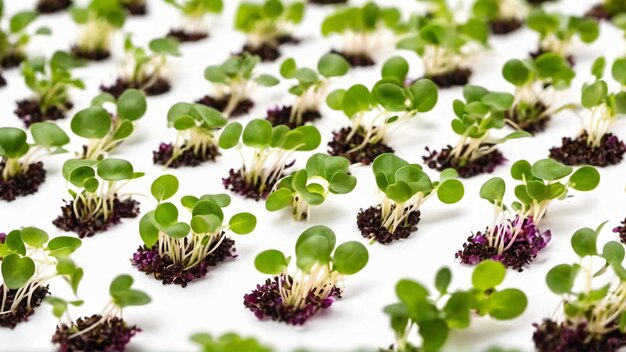 Foto closeup de micro verduras frescas conceito de alimentação vegana e saudável