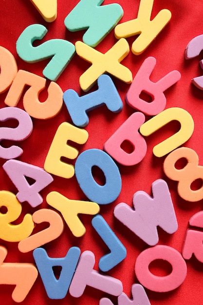 Closeup de muitas letras do alfabeto inglês