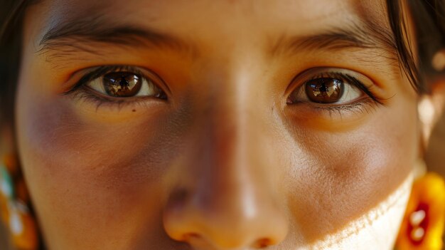 Foto closeup de mulher com lenço ao pescoço herança hispânica.