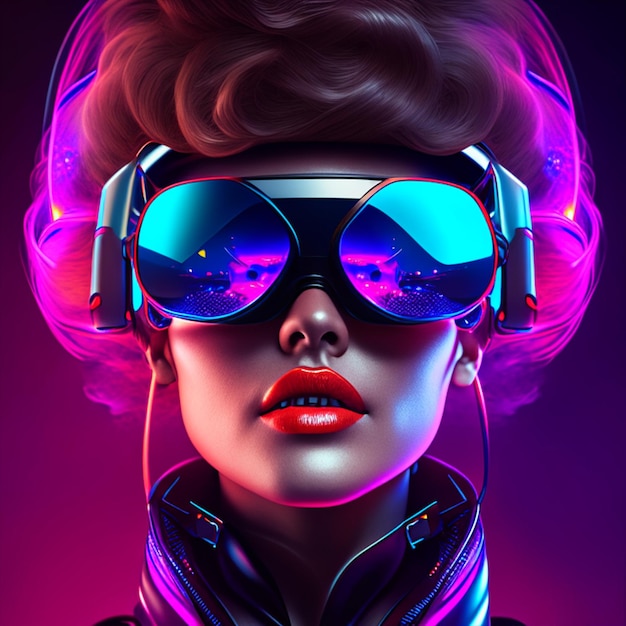 closeup de mulher de tiro médio experimentando renderização 3d de realidade virtual