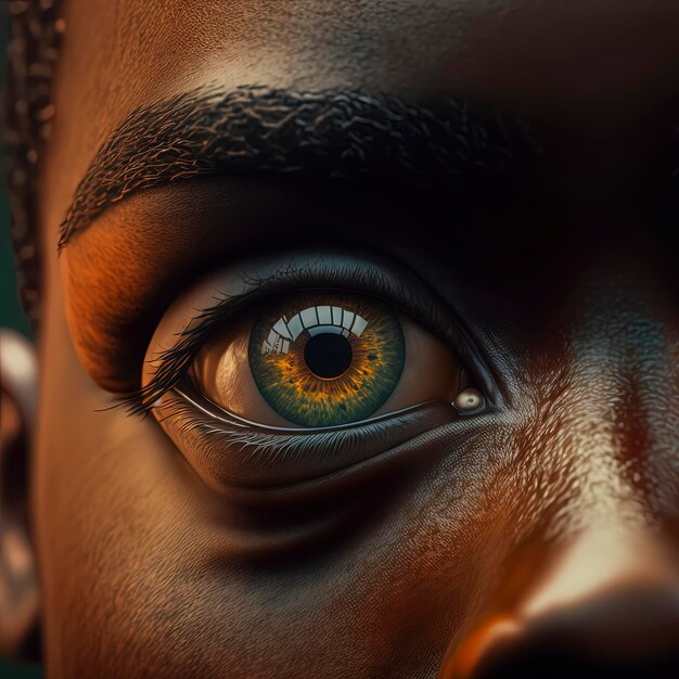 Foto closeup de olhos de jovem negro