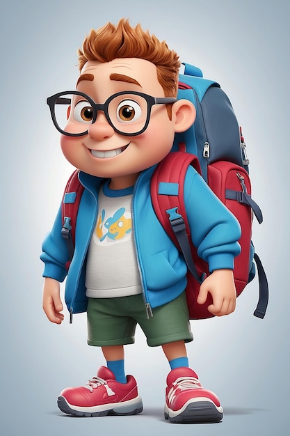 Foto closeup de personagem de desenho animado com mochila