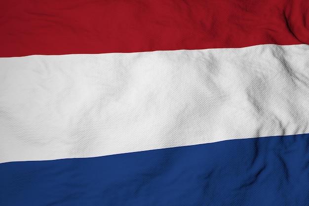 Closeup de quadro completo em uma bandeira holandesa acenando em renderização em 3D
